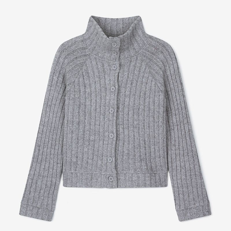 High-Neck Cardigan Grey