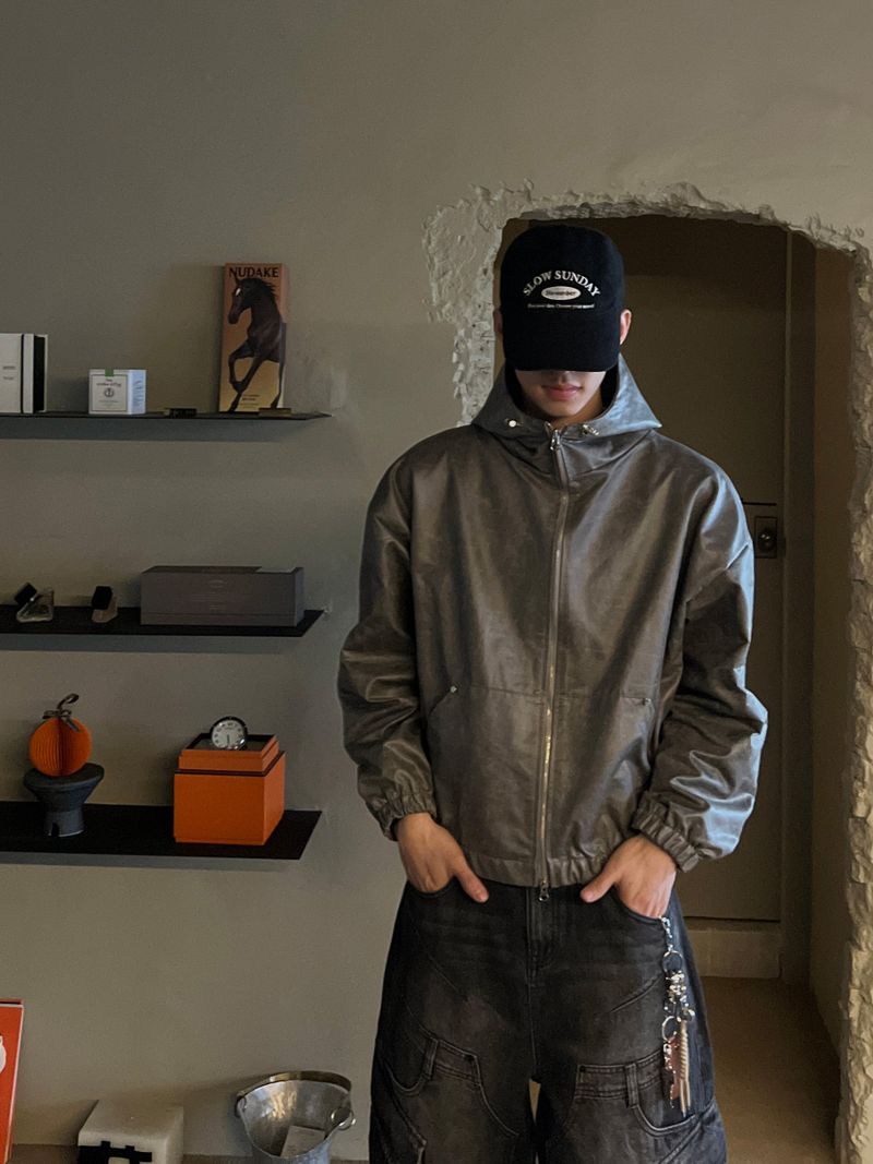 Smoky Leather Hood Jumper