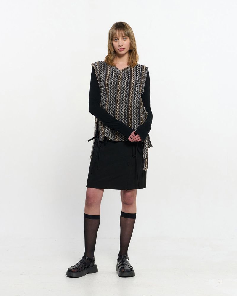  V neck knit Vest _ BROWN