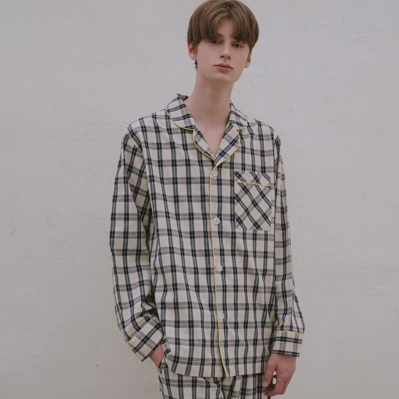 yuppe（ヤッピー）の「チェックパジャマ(M) / CHECK PAJAMA_NAVY(M)（トップス）」