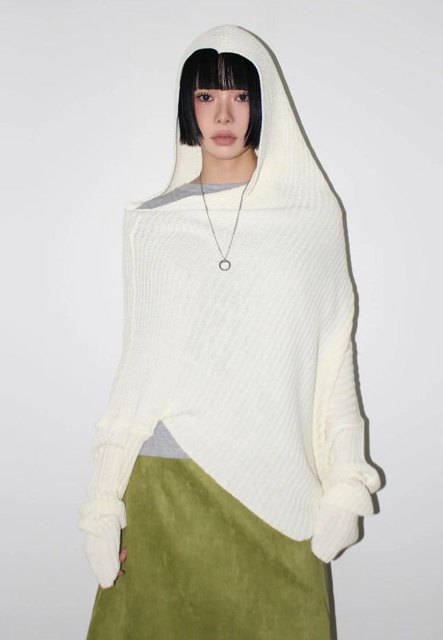 AAKE（アケ）の「OFF-SHOULDER DRAPE HOOD KNIT（Tops）」