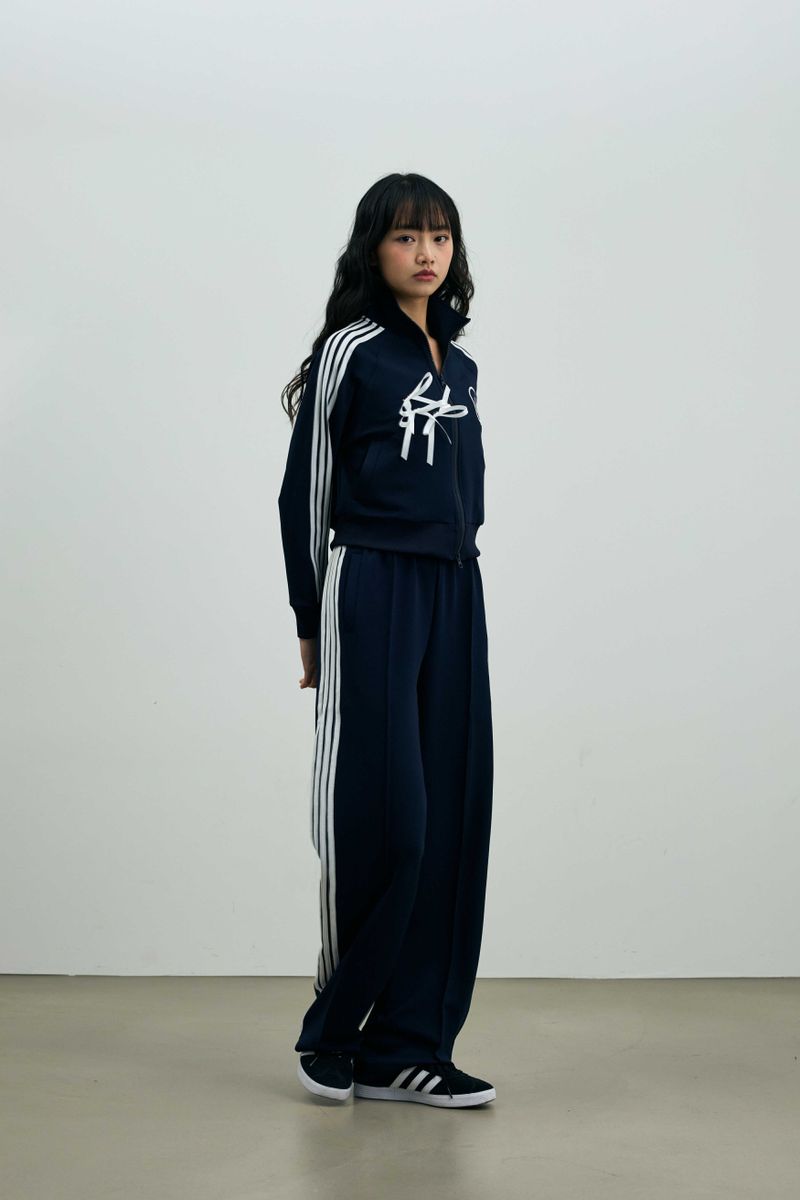 RIBBON JERSEY TRACK PANTS / NAVY