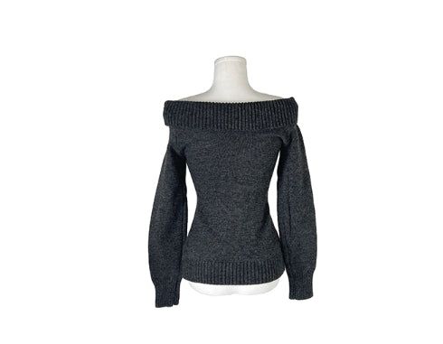 Knots Double Button Off-Shoulder Slim Knit