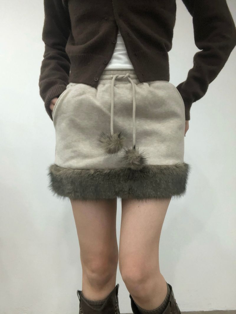 Soft Fur Brown Sweat Skirt