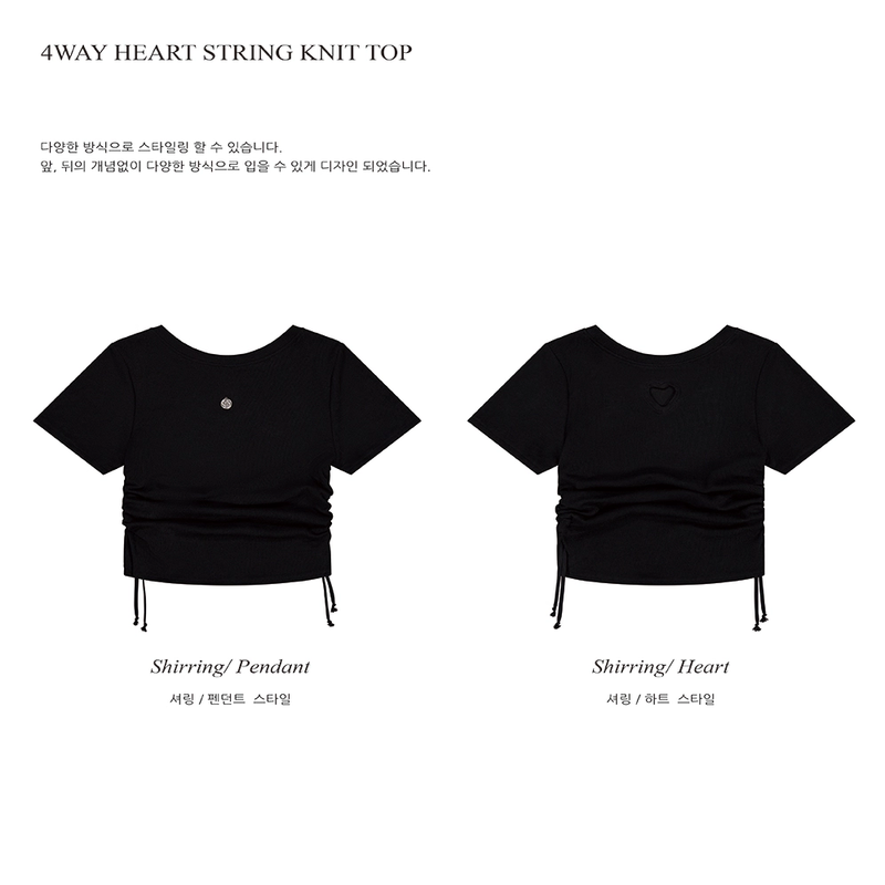 HEART STRING KNIT TOP_BLACK
