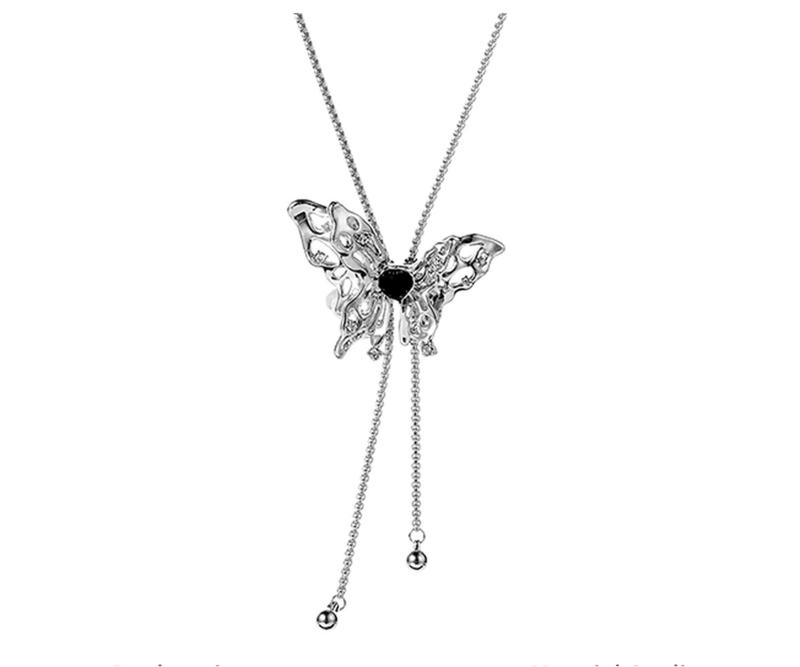 [IVE Ray, Aespa NingNing, Yena Pick!] Unique Butterfly Onyx Long Necklace