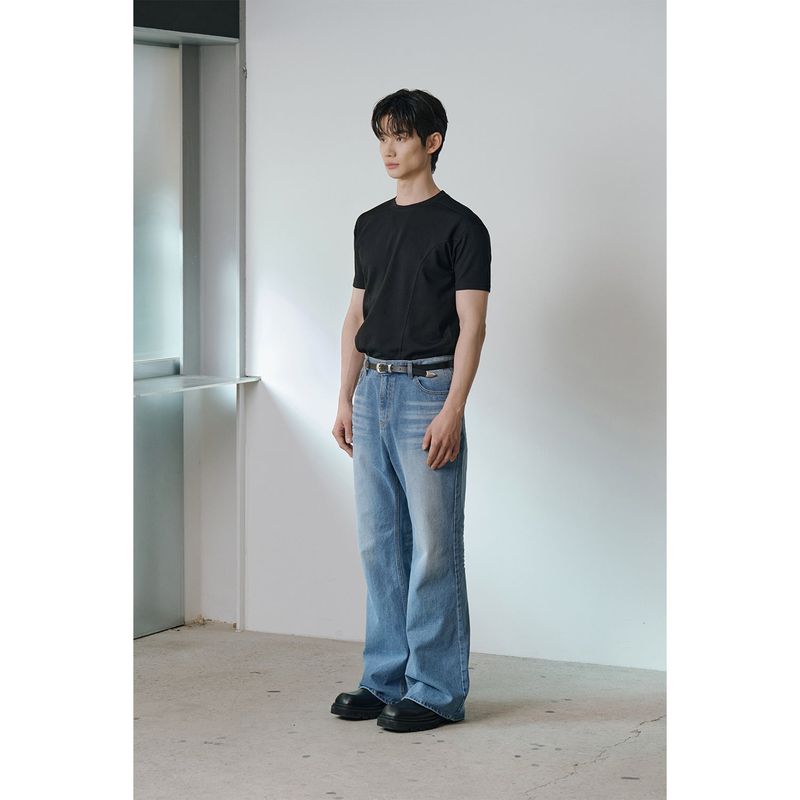 [Muscle fit] Cool curve half t-shirts(Black)
