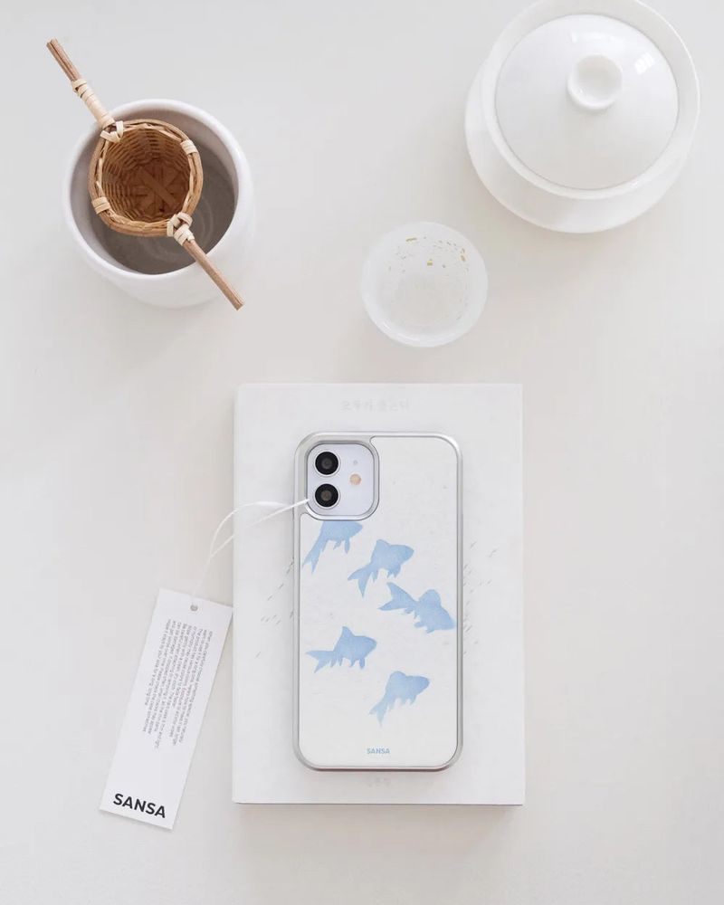 Blue Fish_Silver iPhone Galaxy Case(MagSafe)