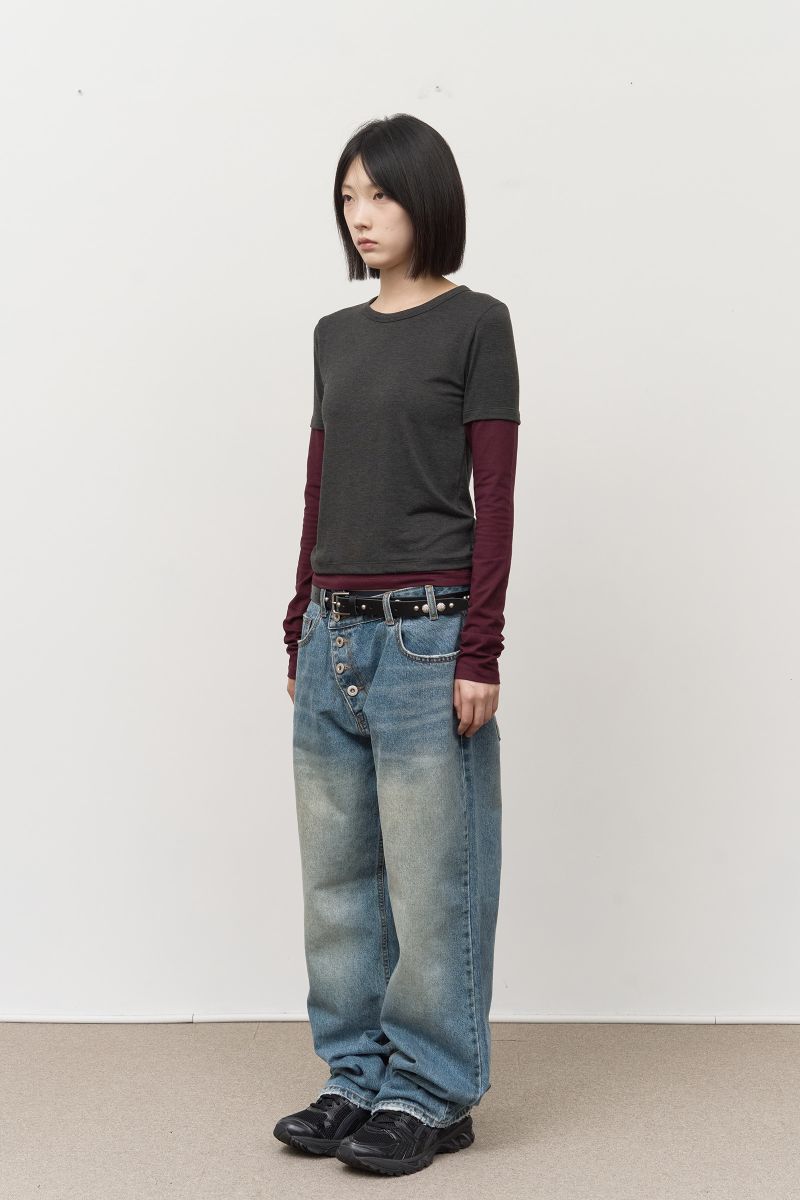 Slom Slash Button Denim