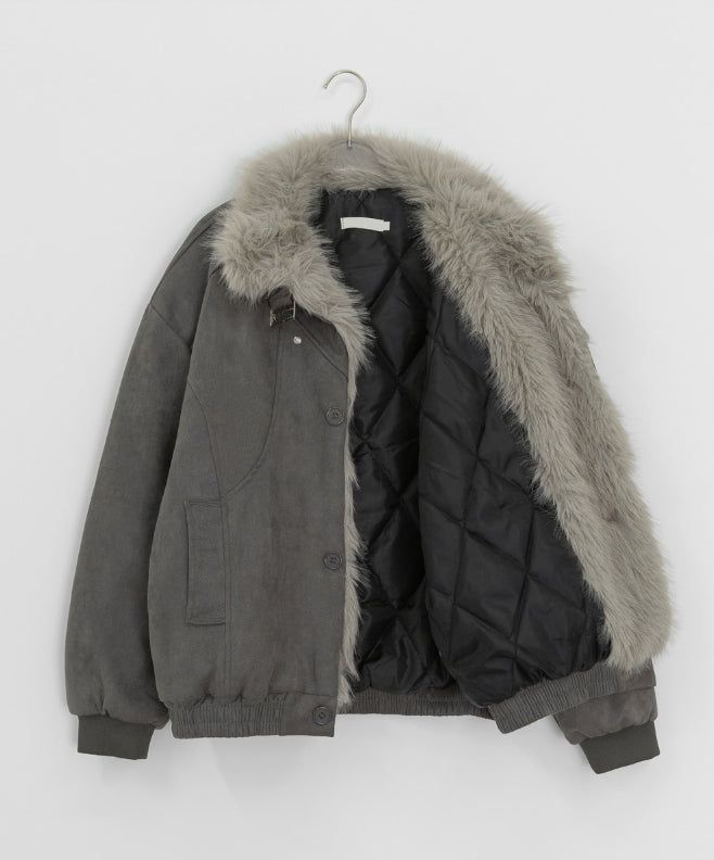 Camme Quilting High Neck Fur Mustang Jacket