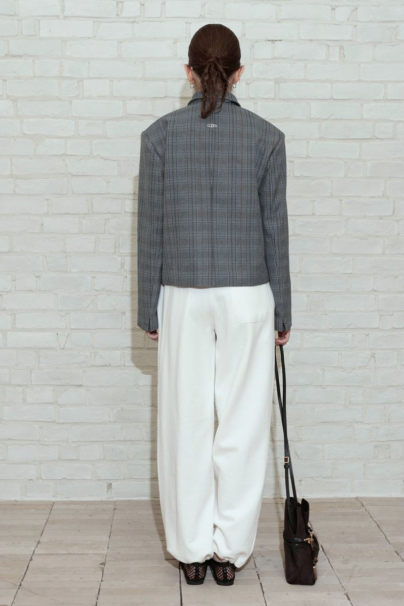 CHECK TAILORED TIE JACKET_BLACK