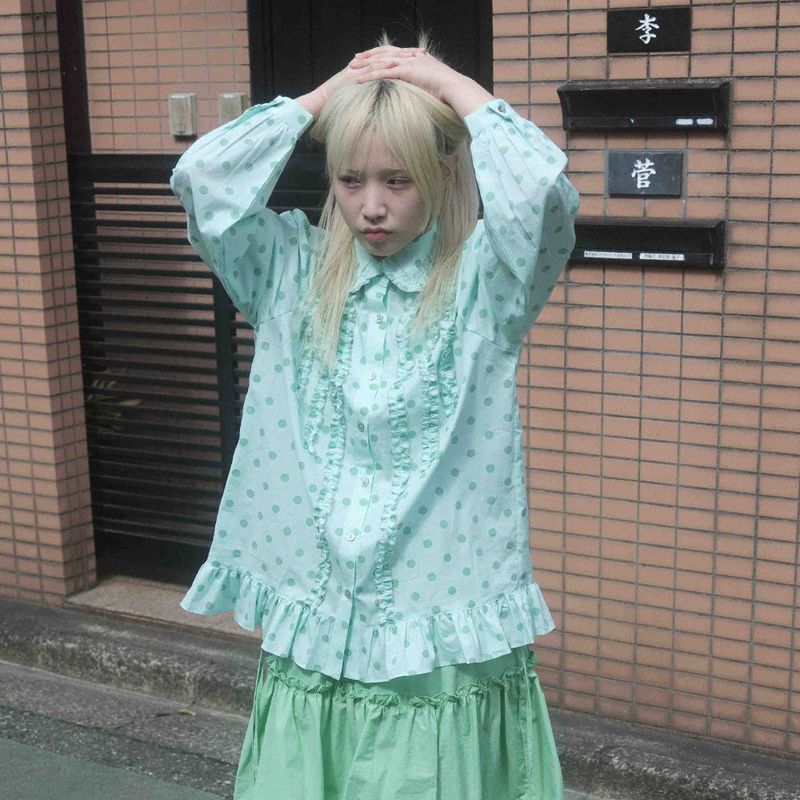KOOKEESEE（クキシ）の「Blair Dot Blouse (mint)（Tops）」
