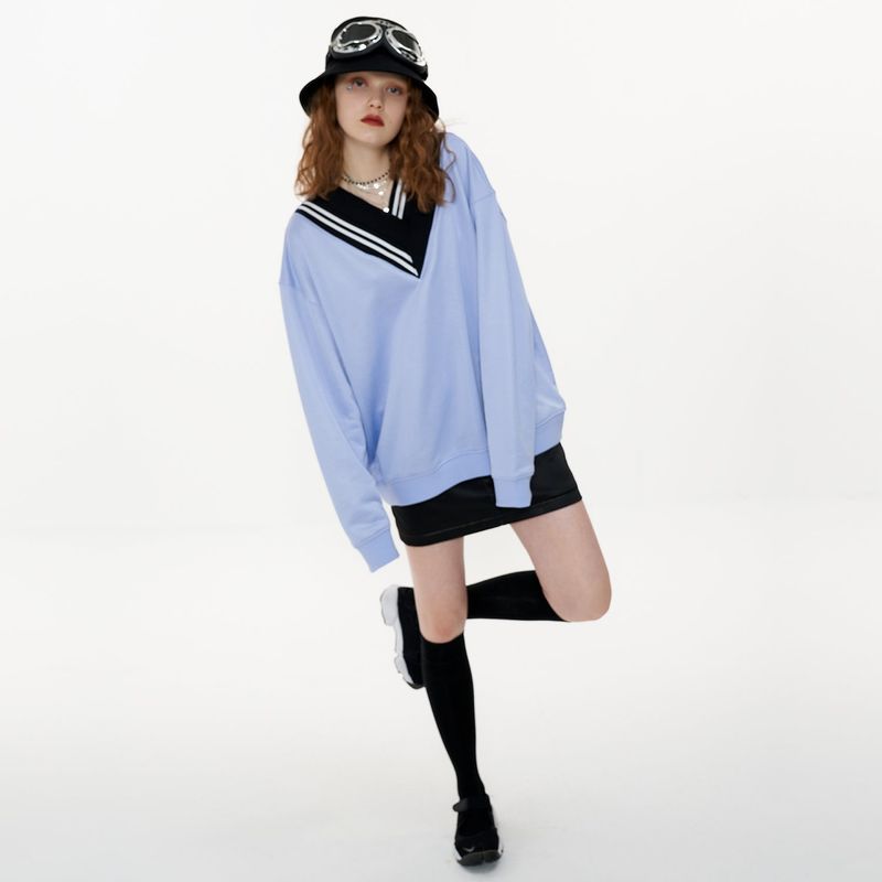 Overfit VV-neck Sweat Shirt [Violet]