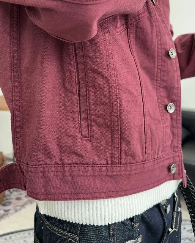 Ruped cropped washed jacket