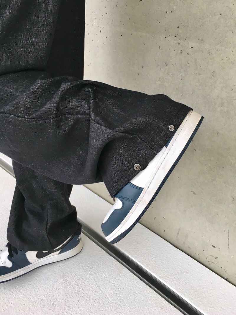 Snap Non-Fade Denim string Wide Pants 2C