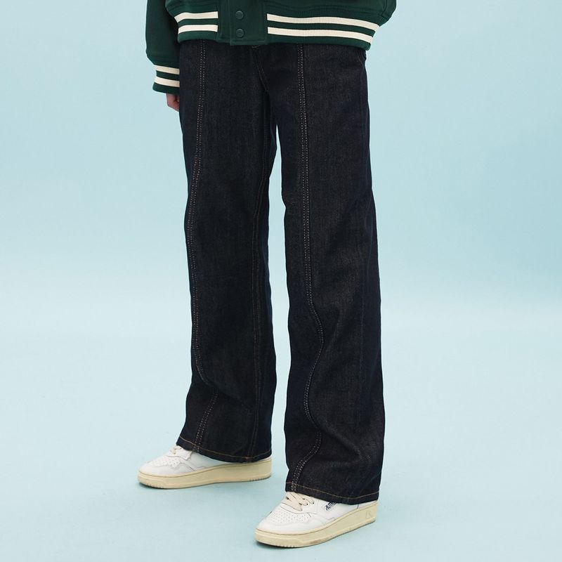 Pink stitch rollup denim pants