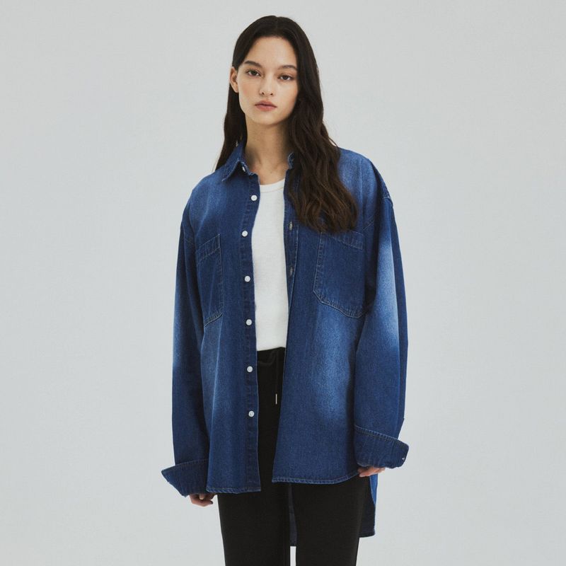 Soft-Touch Washed Denim Shirt_3Color