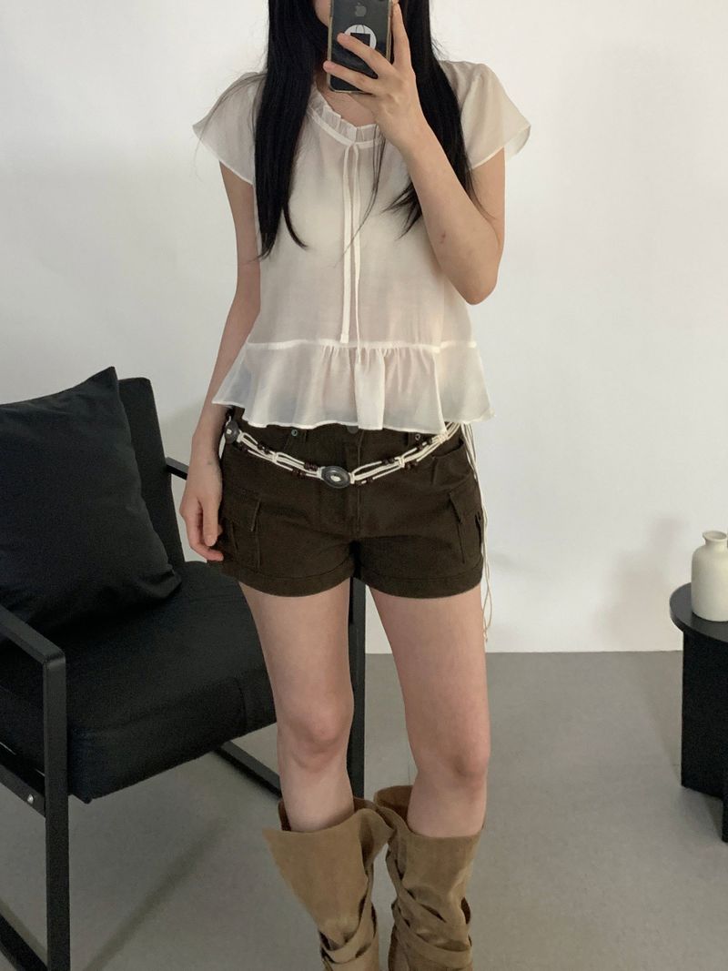 Becca Frill Short Sleeve Blouse
