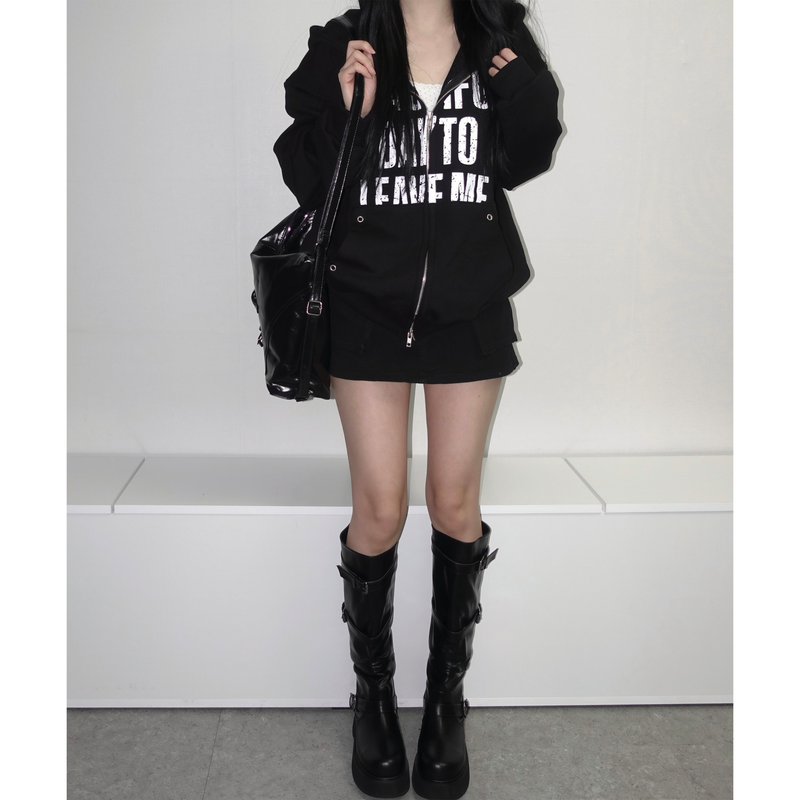 Street Lettering Two-Way Zip Hoodie