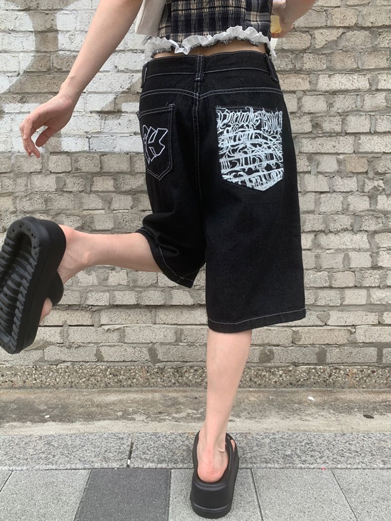  [🖤MD PICK] Backline Back Point Bermuda Denim Pants (Black)