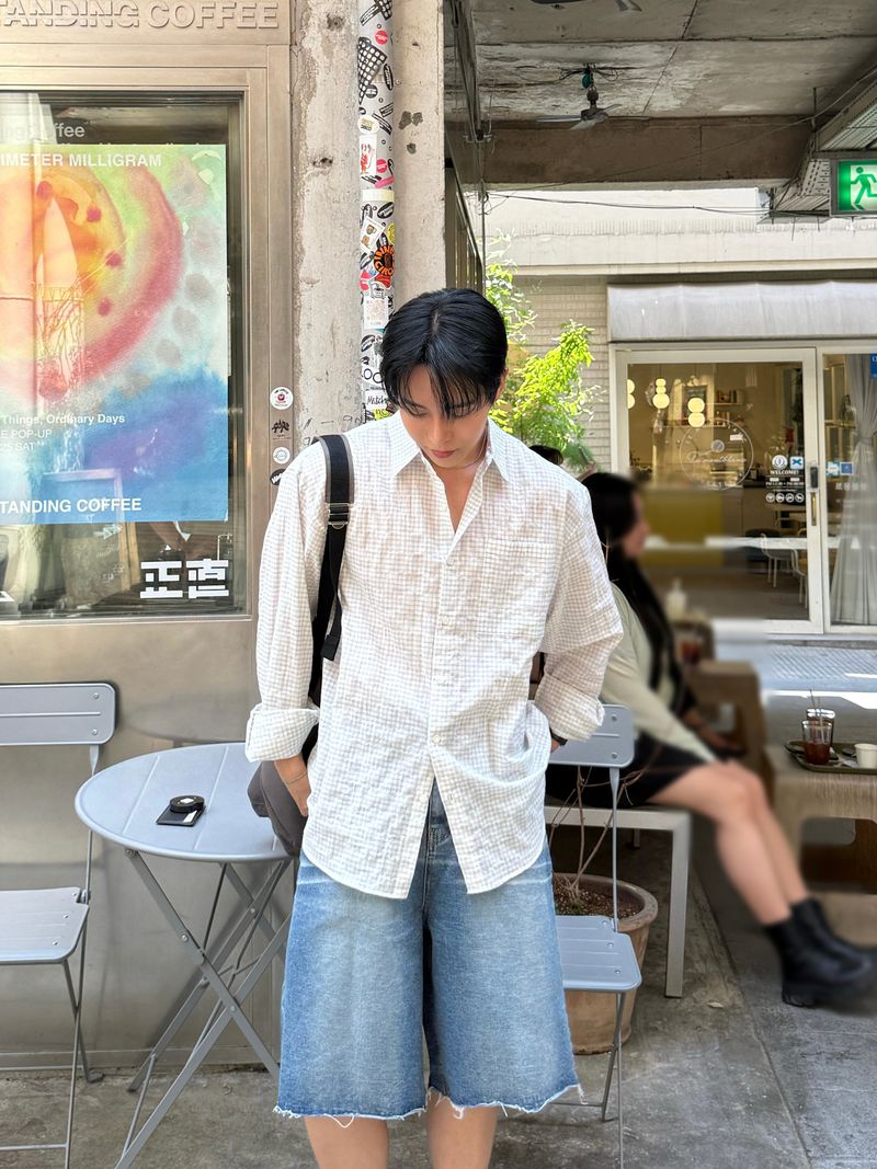 Lua cutting bermuda denim pants