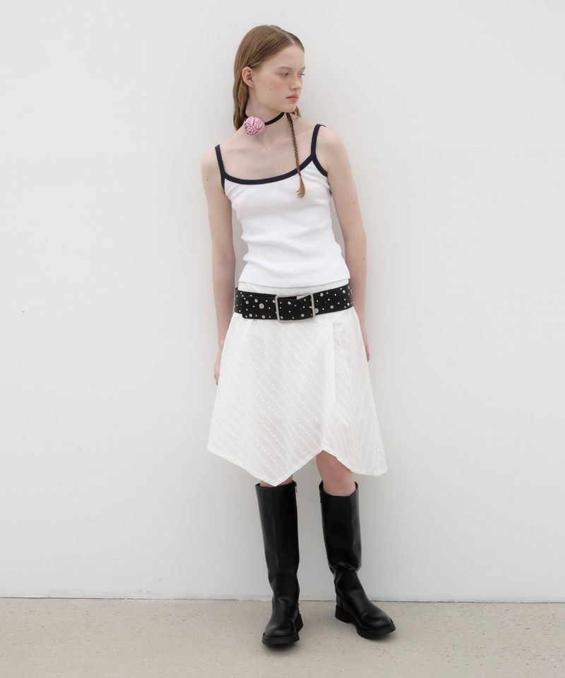 Ringer Sleeveless Top - White/Navy