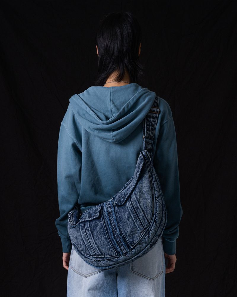 Washed Denim Shoulder Bag (Blue)