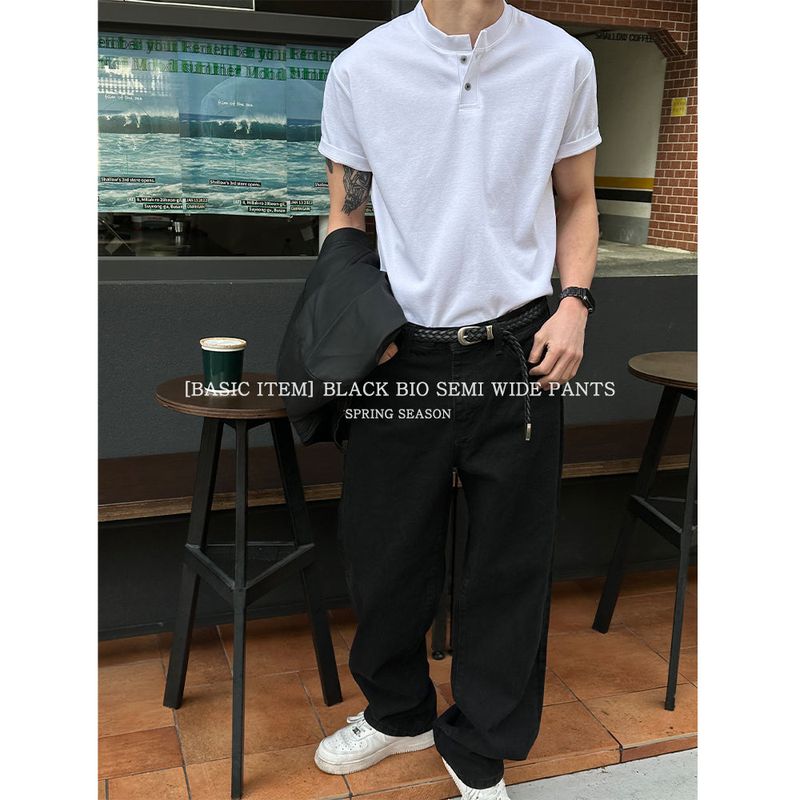 [BASIC ITEM] ブラックバイオセミワイドパンツ