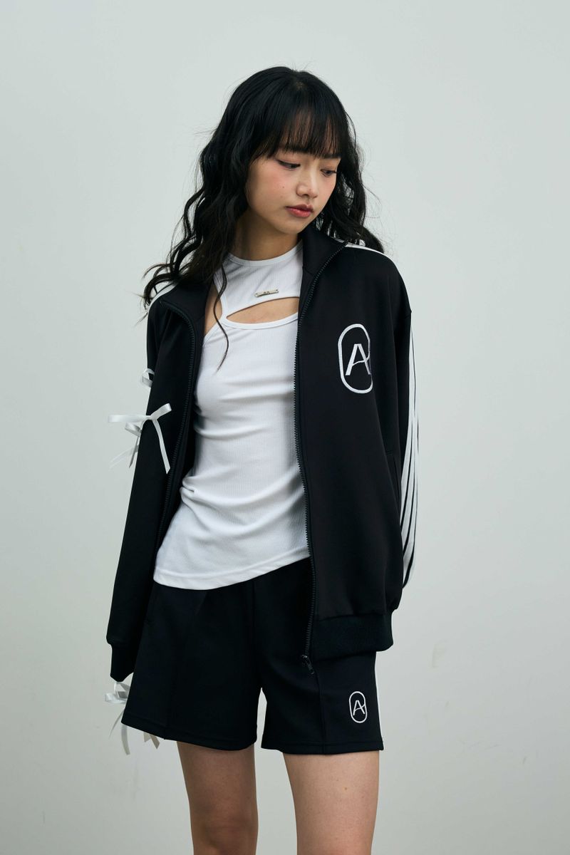 A RIBBON TRACK TOP / BLACK