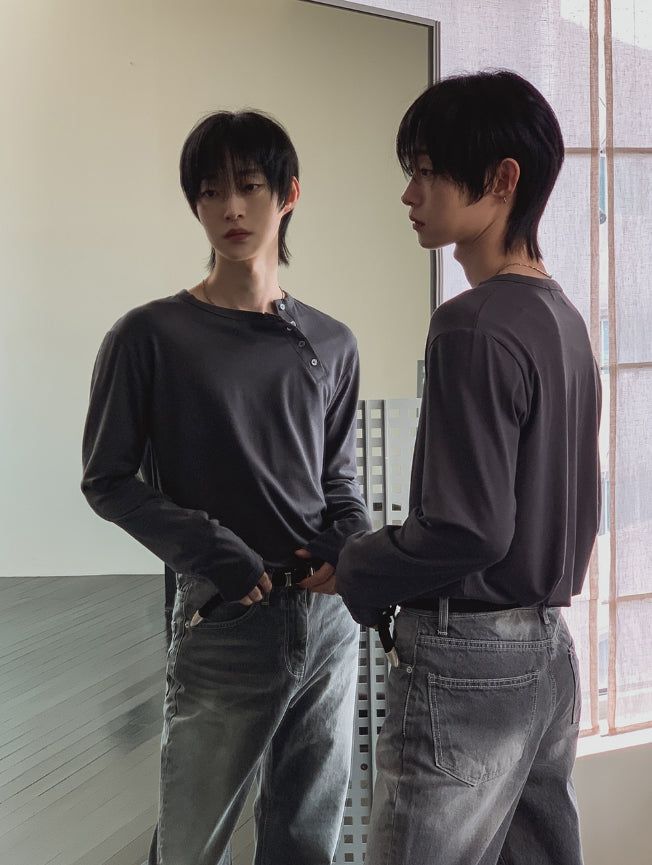2PLAN（ツープラン）の「トラヴ ディアゴナル ヘンリーネック ロングスリーブ Tシャツ（トップス）」