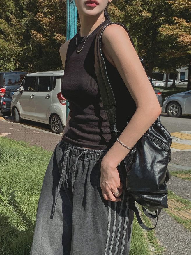 [U-BASIC] Mendel Mango Ribbed Sleeveless