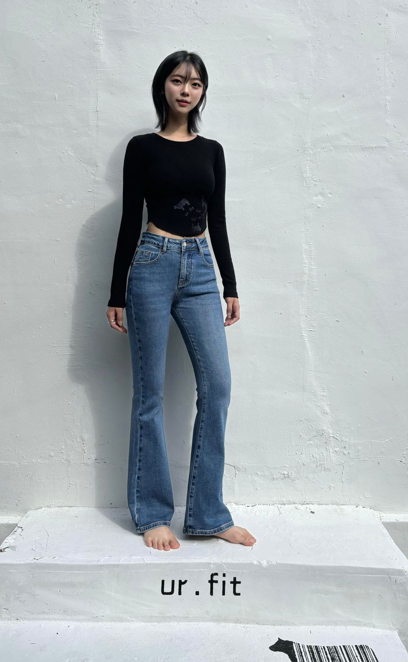 BASIC SPANDEX BOOTCUT DENIM PANTS code 18311