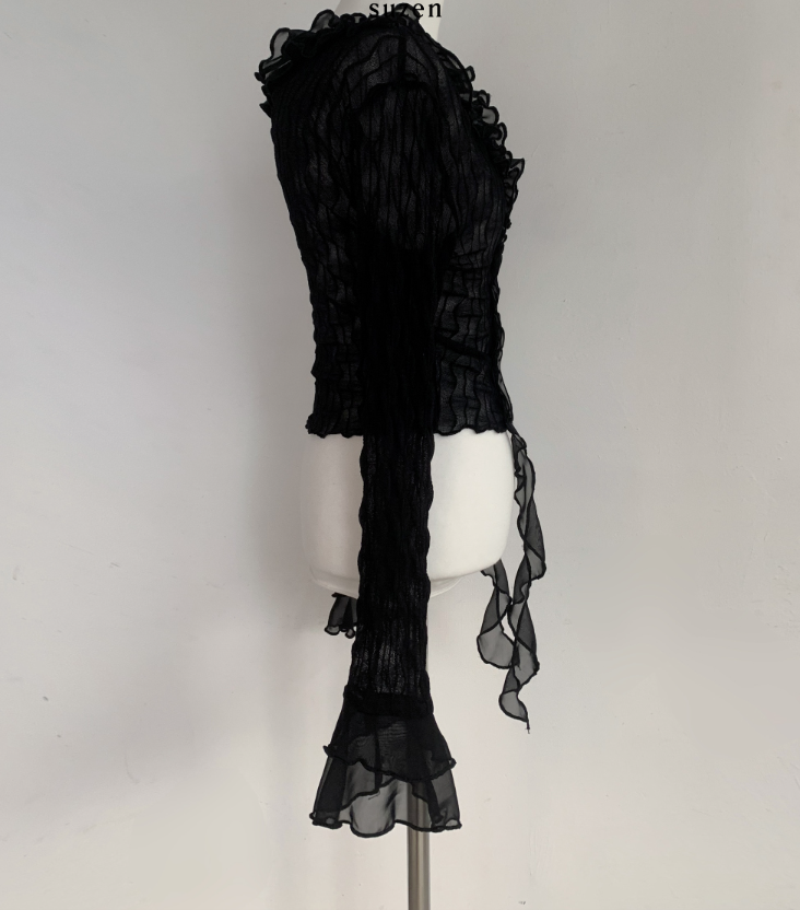 Mayou Shirring Scarf Blouse (black)