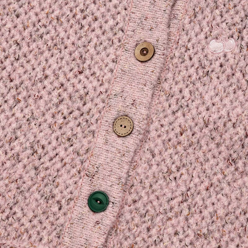 BUTTON POINT CROP KNIT VEST [SALMON]