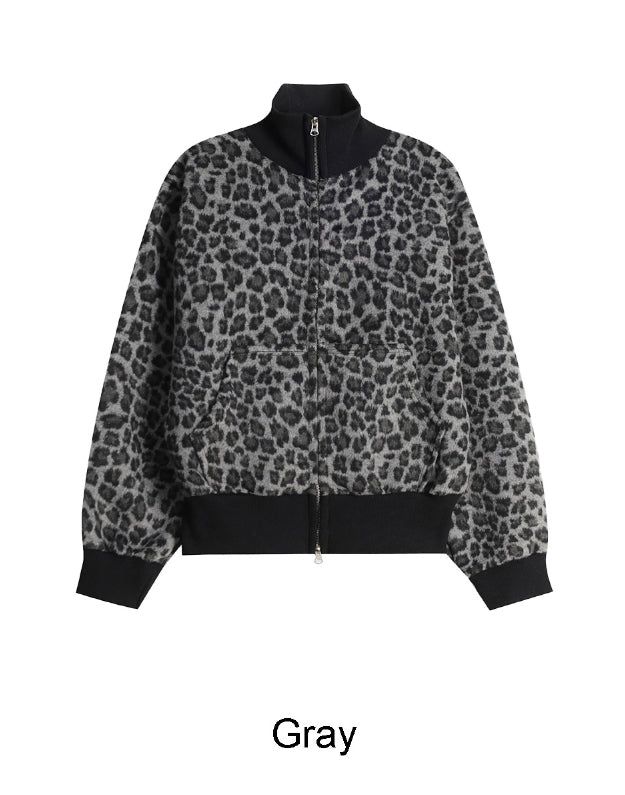 Neto Leopard High Neck Zip-up