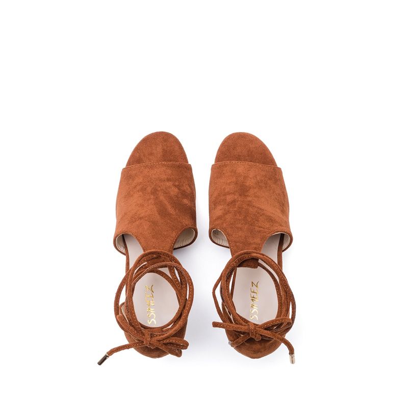 Lace-up Middle Sandal Heel(Brown)