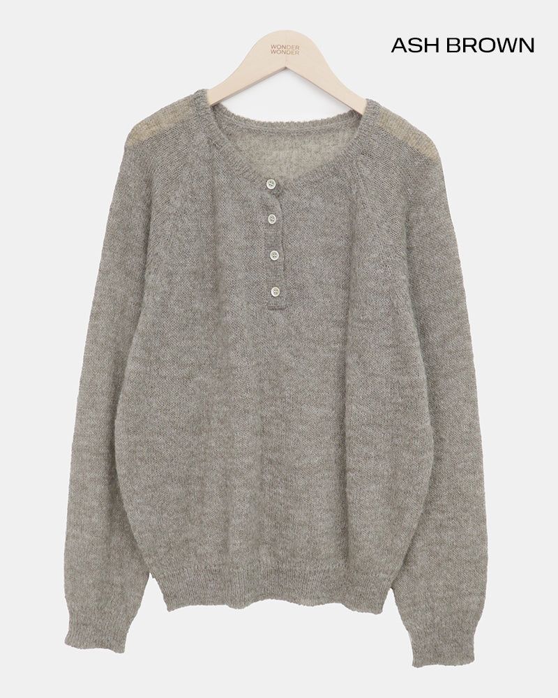 Teran Raglan Button Round Knit
