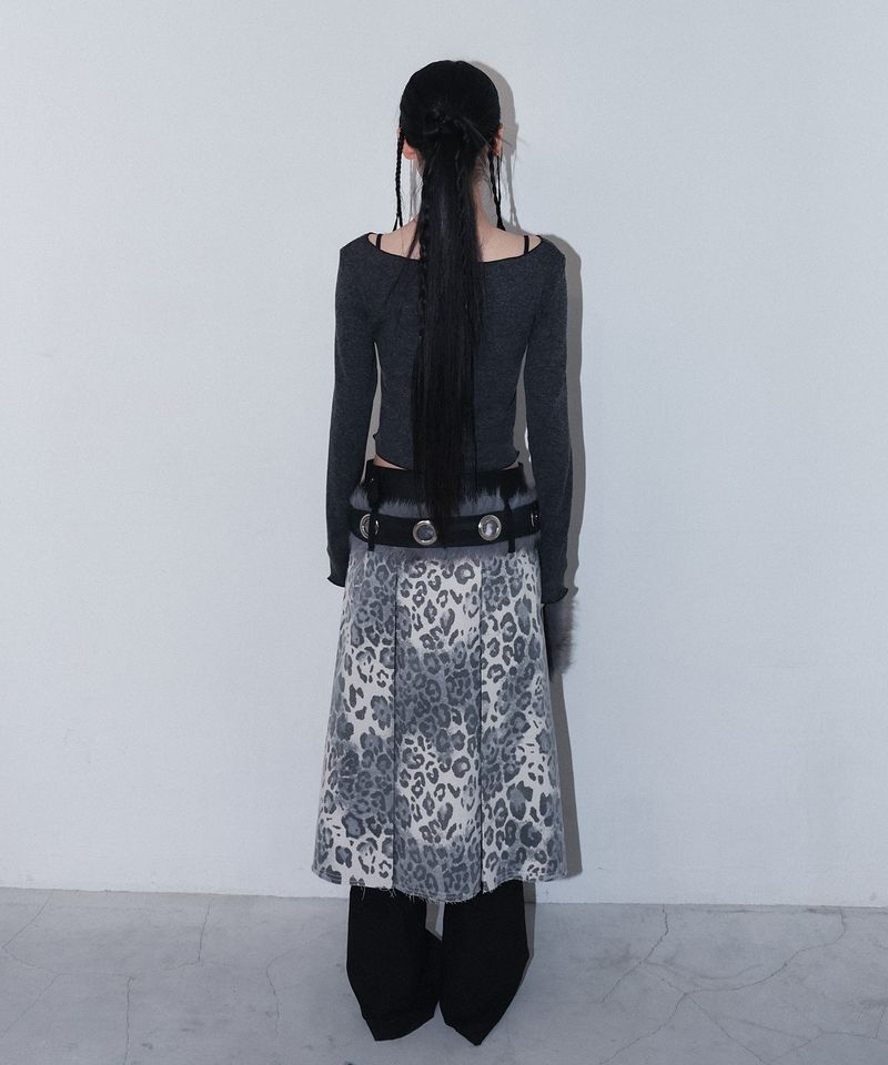 leopard long pleats wrap sk - leopard