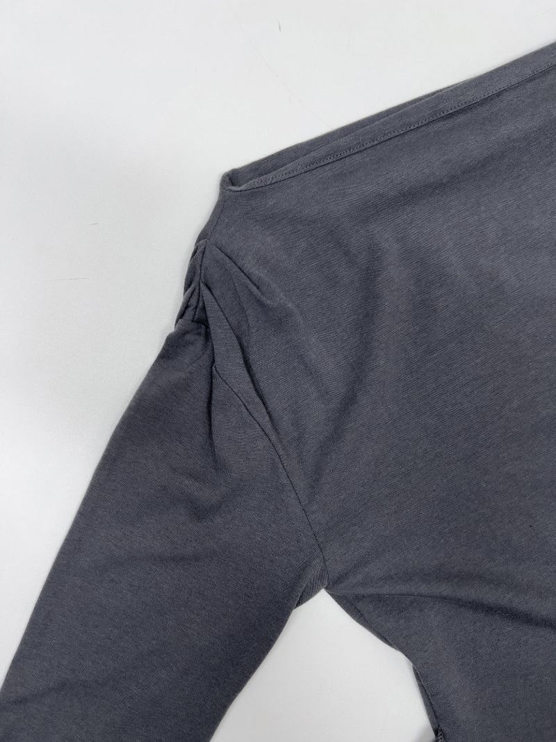 Boat Neck Shirring Wrap T-Shirt