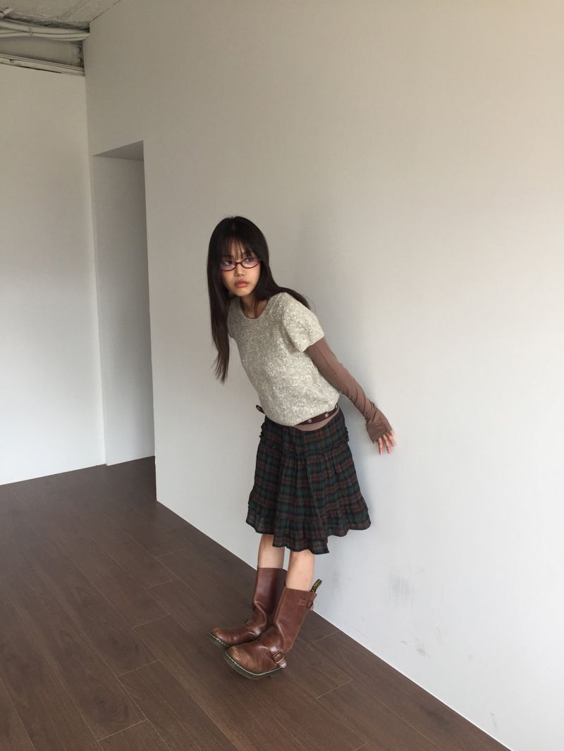 Kiko cap sleeve half knit (2color)