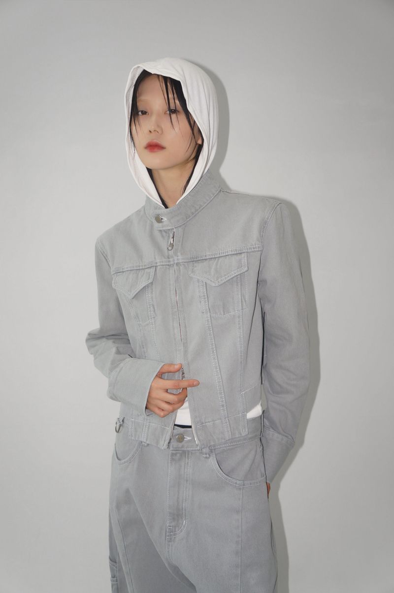 ANGLED GRAY WASHING UNBAL JK (light gray!)