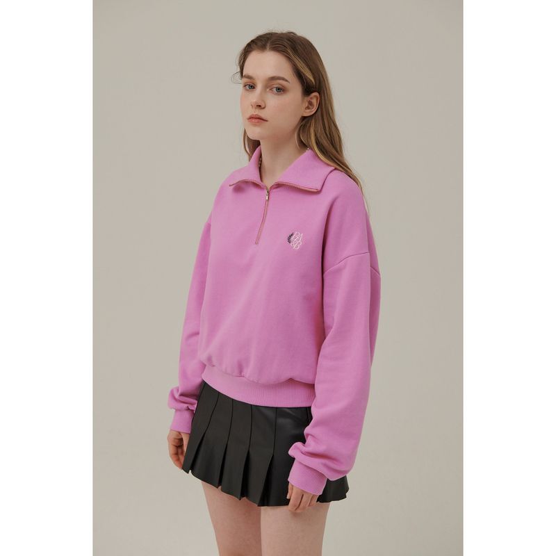 SMALL LOGO HALF ZIPUP SWEATSHIRT_PINK