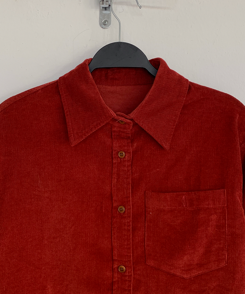 Corduroy Collar Shirt Shirt Blouse Basic Item Cotton