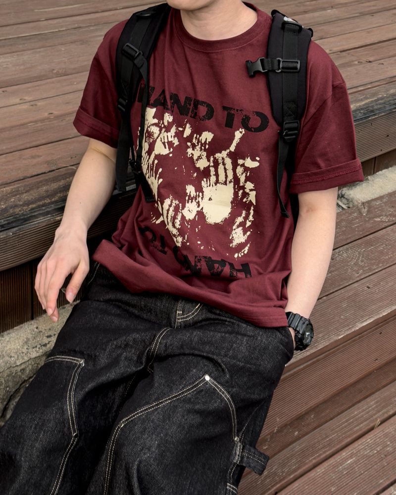 Touch Graphic Oversized Half T-Shirt