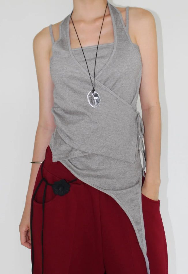 (2-way) WRAP HALTER SLEEVELESS