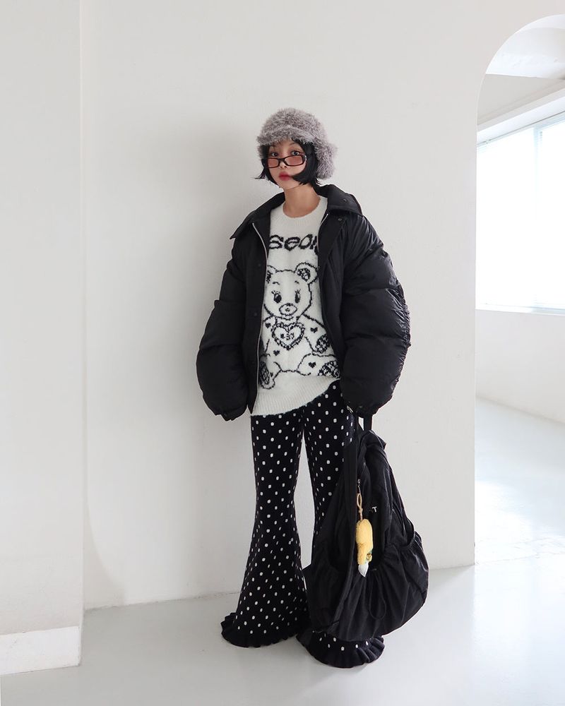 Earrings Roll Up Fur Truffer Hat