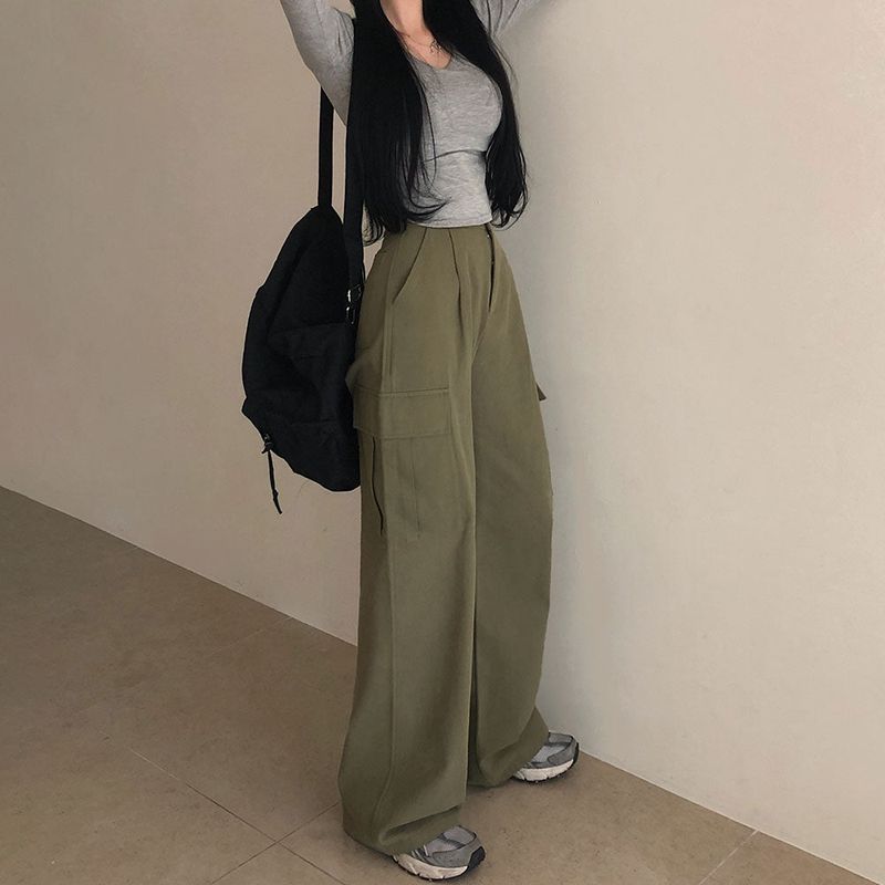 [BELLIDE MADE] suede pocket wide cargo pants