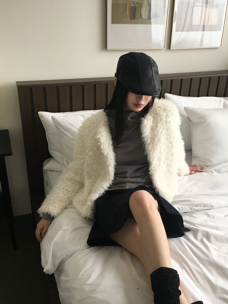 Lens quilted eco fur jacket