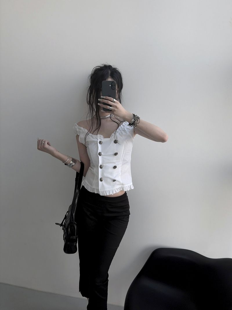 napoleon shirring blouse (2color)