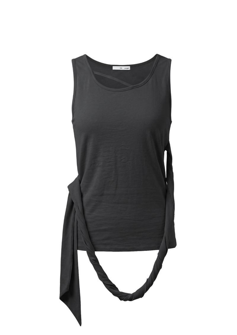 FLOATING LOOP SLEEVELESS . BLACK
